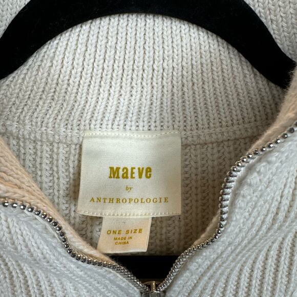 Maeve By Anthropologie Cream Knit Half Zip Vest One Size NWOT - Picture 5 of 10